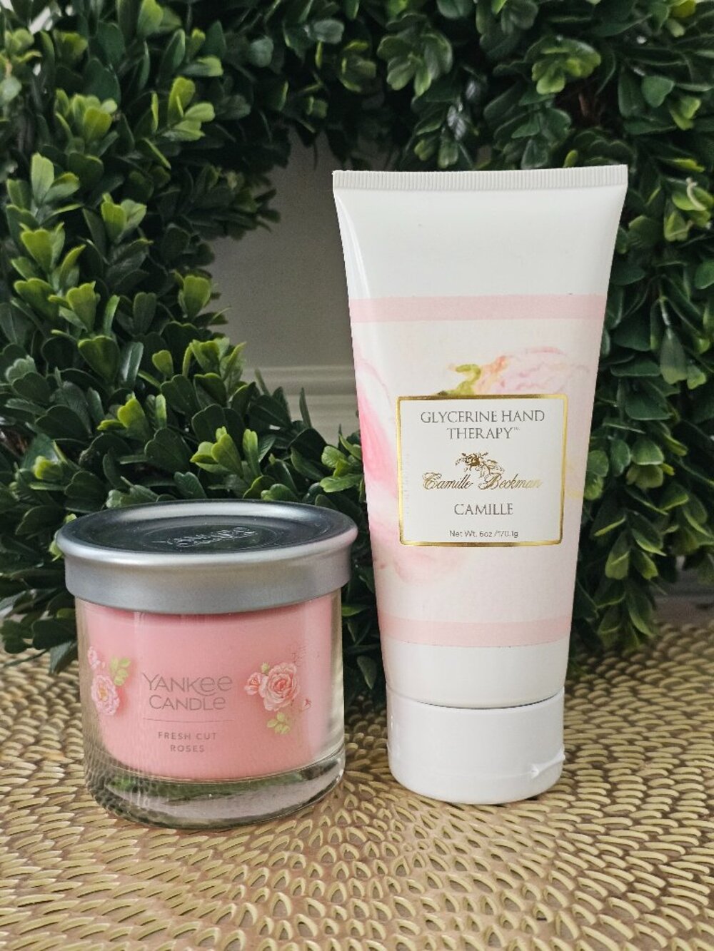 Rose Pamper Gift Set Yankee Candle Fresh Cut Roses & Camille Beckman Lotion